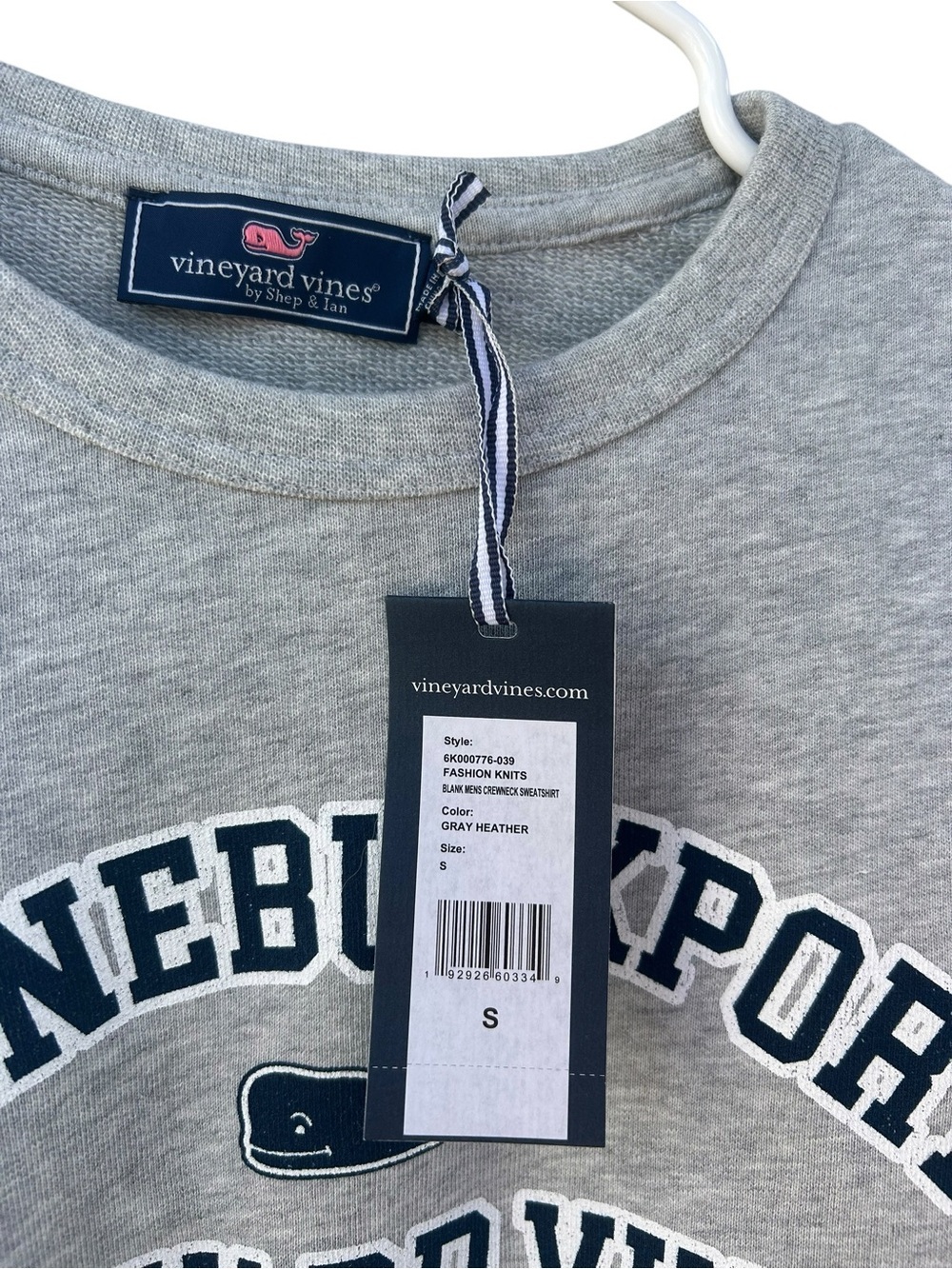 NWT Vineyard Vines Kennebunkport Gray Crewneck Sweatshirt - Size Men’s Small - Picture 3 of 9